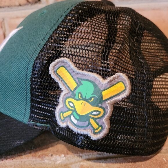 Madison Mallards Minor League Baseball Snapback Logo Trucker Hat Green Black - Picture 3 of 8